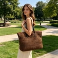 thumbnail image 5 of Virelaxpo Rope Woven Beach Tote Bag Casual Shoulder Bag for Beach, Shopping, Daily Commute and Travel - Plastic Material, 5 of 6