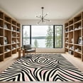 thumbnail image 2 of ODIKA 5'x7' Machine Washable Non-Slip Area Rug, Chic Stripes with Modern Animal Inspired Artistry High Traffic Rug, Black, 911399, 2 of 7