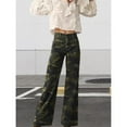 thumbnail image 3 of Women Wide Leg Jeans High Waisted Stretchy Straight Leg Jeans Loose Trendy Denim Pants with Pocket Camouflage Regular M, 3 of 4