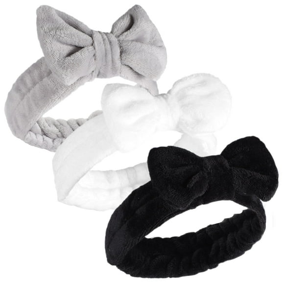 SHOWERORO 3 Pcs Cute Skincare Headband Coral Fleece for Washing Face and Facial Care
