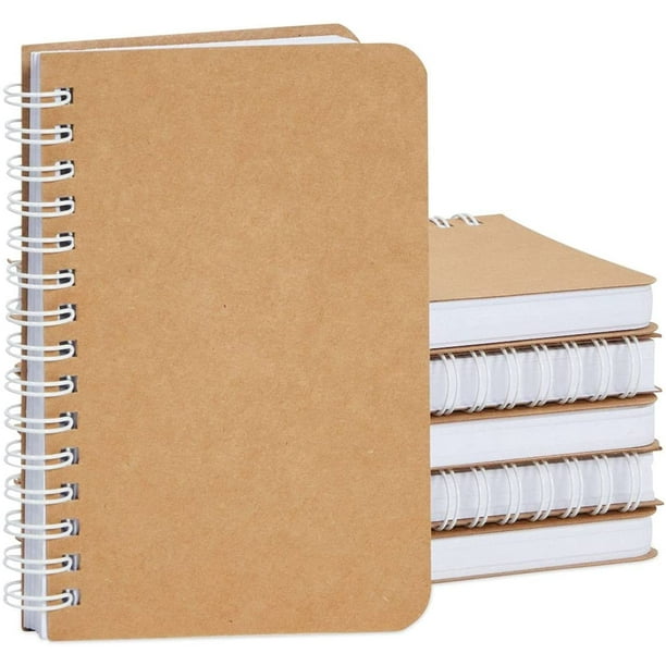 Mini Kraft Notebooks, Unlined A6 Spiral 90Sheet Plain Journal (3.5X5.5
