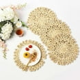 thumbnail image 3 of 12X Round Woven Placemat for Dining Table,Natural Braided Rattan Tablemat Hollow Wicker Plates,12 x Placemat,beige, 3 of 7