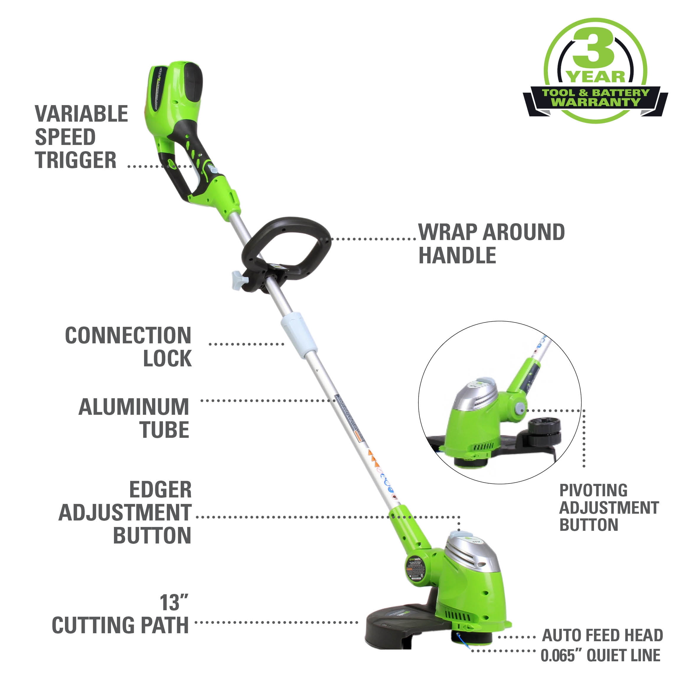 Image of Greenworks 20-inch 40V Max Cordless Stringless Trimmer