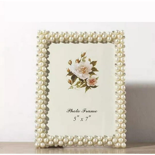 Romantic Wedding Photo Frame Pearl Decor Picture Frames Multi-Shape Frames on Table Modern Home Decor