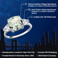 thumbnail image 2 of Gem Stone King 10K White Gold Green Prasiolite and White Moissanite Engagement Ring for Women | 4.69 Cttw | Cushion Checkerboard 10MM | Gemstone Birthstone | Size 7, 2 of 6