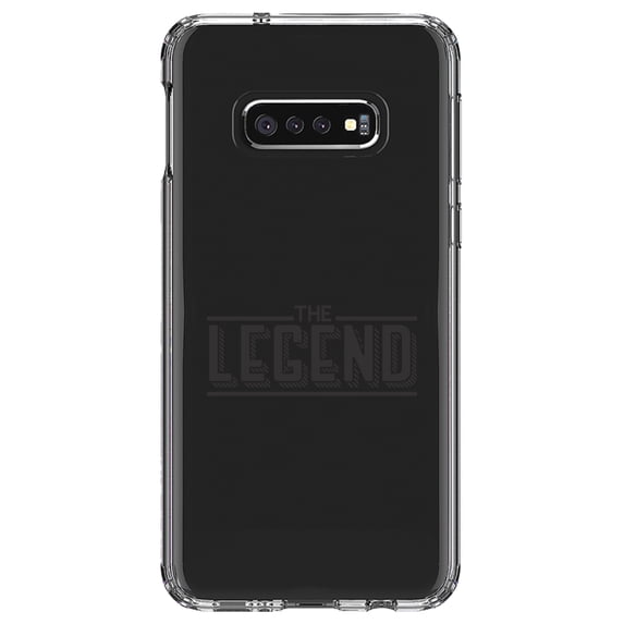 DistinctInk Clear Shockproof Hybrid Case for Samsung Galaxy S10e (5.8" Screen) - TPU Bumper Acrylic Back Tempered Glass Screen Protector - The Legend