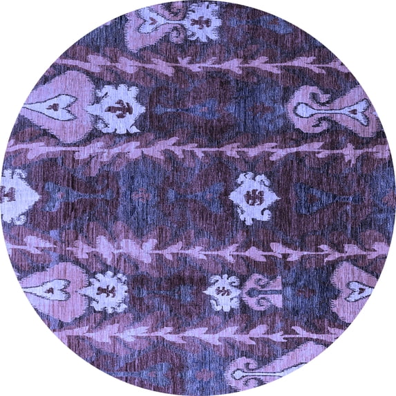 Ahgly Company Machine Washable Indoor Round Abstract Blue Modern Area Rugs, 6' Round