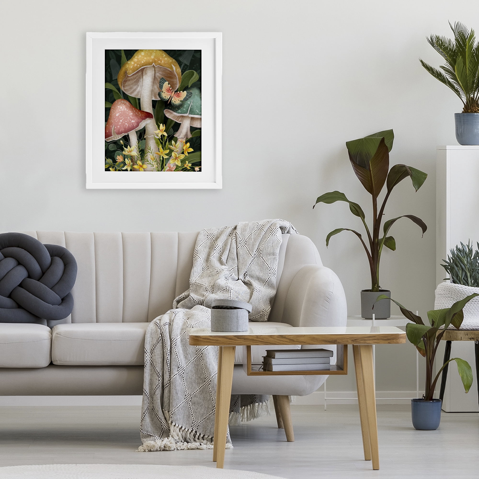 Stupell Industries Midnight Garden Mushrooms White Framed Print Under Glass, design by Nicole Tamarin