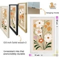 thumbnail image 2 of Boho Flowers Wall Art Sign Set of 3 16"x11" Mid Century Modern Minimalist Wooden Framed Abstract Flower for Vintage Living Room Bedroom Wall Hanging Decor (Black), 2 of 6