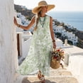 thumbnail image 5 of Xixirimido Toile de Jouy Green Print Women Maxi Dresses Casual Summer Dresses Tank Long Flowy Sleeveless Sundresses with Pockets Beach Vacation Outfits, Parrot Butterfly Leopard, XX-Large, 5 of 7
