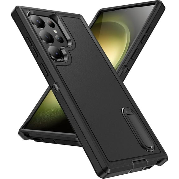 REQO Samsung Galaxy S24 Ultra Case, Heavy Duty 3-Layer Full Body Protection [Military Grade] with Foldable Stand Durable Sturdy Shockproof Bumper Cover for Galaxy S24 Ultra