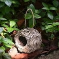 thumbnail image 4 of Hummingbird Nests, 2.4"×5.5" Natural Woven Grass Bird House, Spherical Round Mouth Bird Nests, Handmade Bird Houses for Outside, Natural Fiber Bird Hut Roosting Pocket for Finch Canary Chickadee, 4 of 5