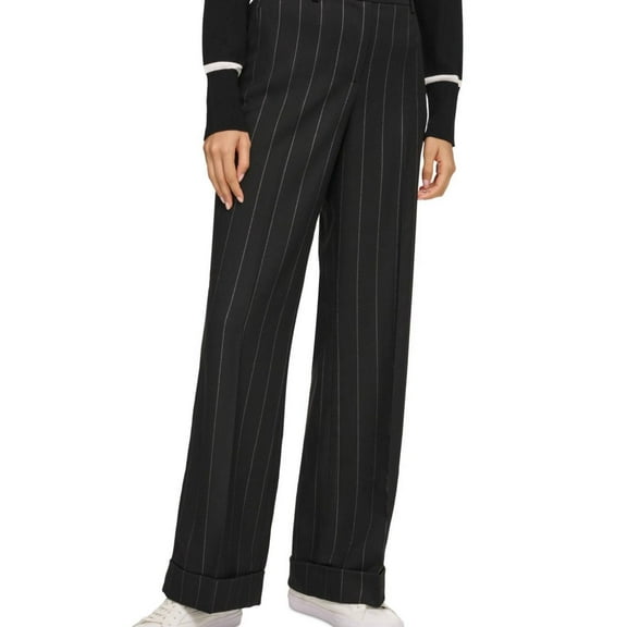 Karl Lagerfeld Womens Metallic Casual Trouser Pants, Black, 14