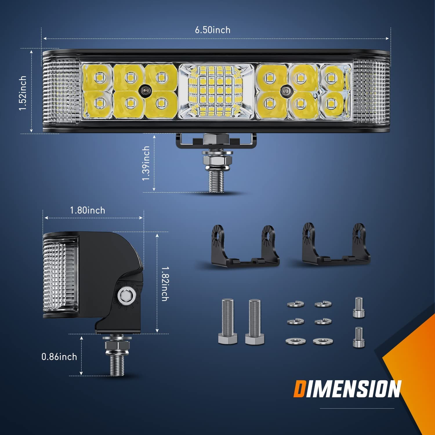 Nilight Side Shooter LED Light Bar / Pods 2PCS 6.5 Inch 60W Flood Spot Beam Combo Fog / Driving Light Work Light for Truck ATV UTV Boat