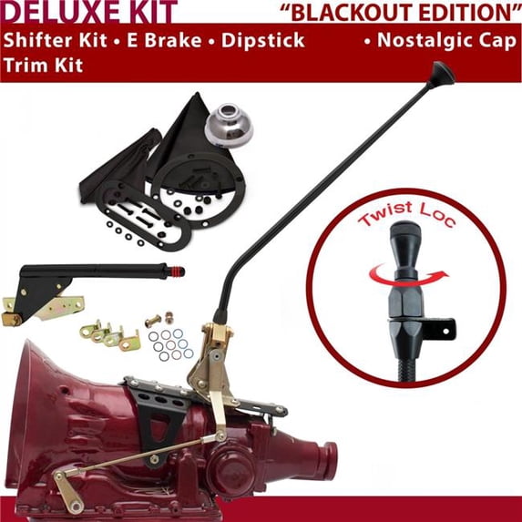 American Shifter AOD Shifter Kit Black 23 in. E Brake Trim Kit Dipstick for DC7F1