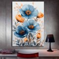 thumbnail image 3 of Mudket Blue and Orange Flower Canvas Wall Art, flower poster, Floral Wall Decor, Modern Botanical Artwork for Living Room Bedroom, Framed Ready to Hang - 12"L x 8"W, 3 of 10