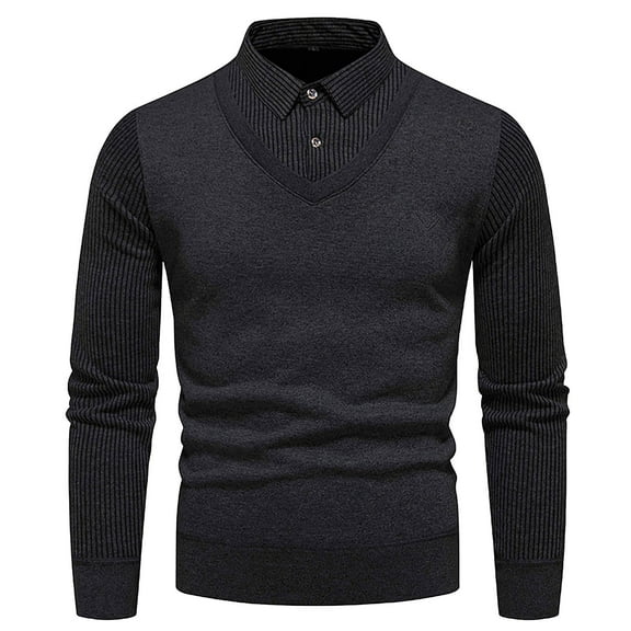Juslio Men Sweaters Pullovers Lightweight Sweaters Standing Collar Knit Fashion Black