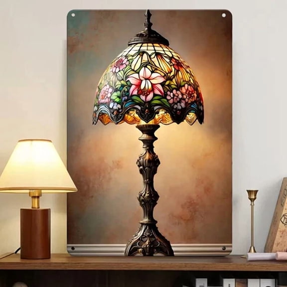 Classic Vintage Floral Table Lamp Metal Sign 2D Indoor/Outdoor Decorative Signs