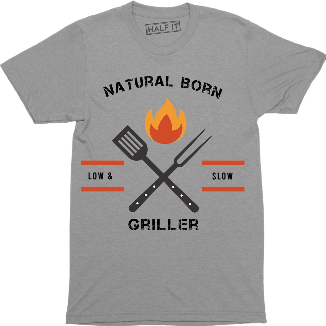 Natural Born Griller Funny Present BBQ Grilling Chief Men T-Shirt ...