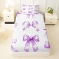 thumbnail image 3 of Manfei Lavender Watercolor Bow Twin Sheet Sets For Girls,Coquette Ribbon Bowknot Bedding For Kids,3pcs, 3 of 6
