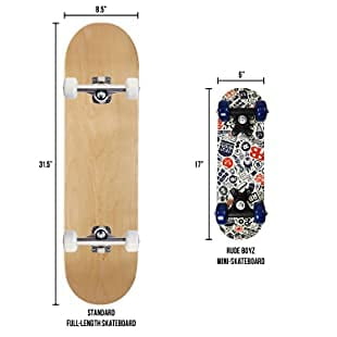 RudeBoyz 17 Inch Mini Wooden Cruiser Graphic Beginner Kids Skateboard 