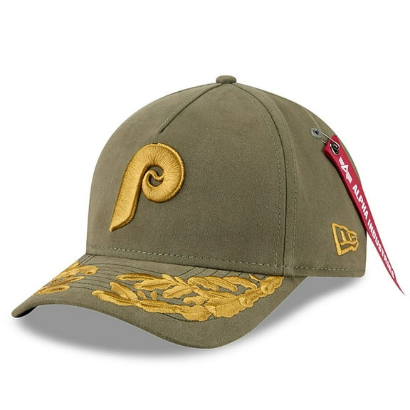 Men's New Era x Alpha Industries  Olive Philadelphia Phillies A-Frame 9FORTY Adjustable Hat