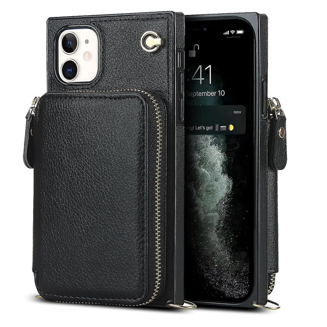 Funda tipo cartera para iPhone 11 con tarjetero y correa para el hombro para mujer