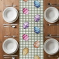thumbnail image 6 of Bunny Gnomes Easter Table Runner - 108 Inch Long, Kitchen Dining Table Runner Dresser Scarves, Eggs Sage Green Checkered Farmhouse Farmhouse Decor for Coffee Tables Wedding Party Banquet, 6 of 8