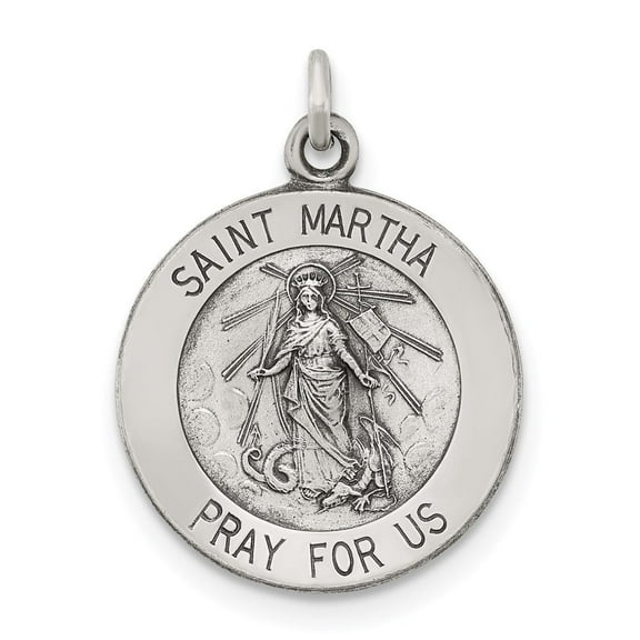 Auriga Fine Jewelry 925 Sterling Silver Antiqued Saint Martha Medal for Women (L - 21 mm, W - 15 mm)
