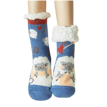 

Women s Winter Super Soft Warm Fuzzy Fleece-Lined Grippers Slipper Socks