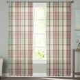 thumbnail image 2 of ERUNPONLY Buffalo Plaid Sheer Curtains 63 Inch Length 2 Panels Set, Farmhouse Red Green Beige Check Gingham Voile Window Treatment Curtains Sheers Drapes for Bedroom/Living Room/Kitchen 52x"63"x2, 2 of 7