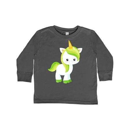 

Inktastic Saint Patrick s Day Unicorn Green Mane Clovers Gift Toddler Boy or Toddler Girl Long Sleeve T-Shirt