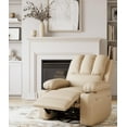 thumbnail image 2 of Bingirl Oversized Power Recliner Chair 360°Swivel Lazy Recliner with Heat and Massage,Faux Leather Rocking Chair with 1.5X Sponge Filling & Cup Holder Beige, 2 of 7