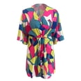 thumbnail image 4 of Valora Women's Casual Tennis Dress 1 Womens Floral Neck Knot Front A Line Short Dress Red L, 4 of 4