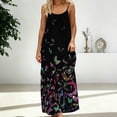 thumbnail image 3 of Lovzfmll Loungewear Dress for Women Printed Spaghetti Strap with Low Back Casual Maxi Dress Black-A S, 3 of 6