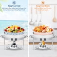 thumbnail image 3 of Ensemble de Buffets à Réchaud en Acier Inoxydable Robuste – Lot de 6 Réchauds Alimentaires de 5 Qt avec Couvercles en Verre, Porte-Carburant, Casseroles pour Aliments et Eau – Parfait pour la Restauration, les Mariages, les Événements (6 Pcs), 3 of 8