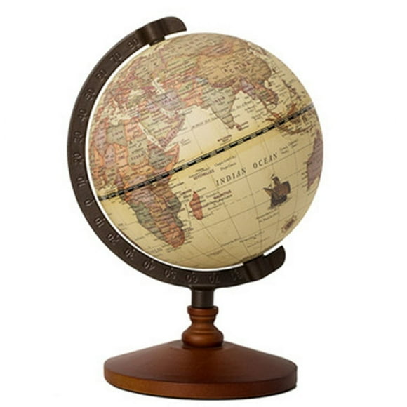 EIGTHTAIL Globe Géographique Globe du Monde Antique avec Support en Bois Carte Géographique Complète de la Terre pour Bibliothèques de Bureau Décoration de Bureau et de Maison