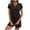 Black, variant on Admvng Two Piece Sets for Women Solid Color V-neck Short Sleeve and Tight Shorts with Pockets Set S-XL