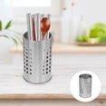 thumbnail image 2 of Porta palillos de acero inoxidable de 16,5 cm de alto, soporte cilíndrico para cubiertos y utensilios, contenedor multiusos para palillos, ideal para el hogar y el restaurante (plateado)., 2 of 8