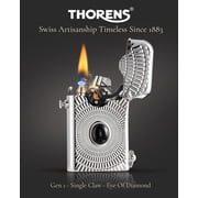 Automatic Ignition Classic Brass Kerosene Lighter, Refillable, Soft-Flame, Safety Lock, Relief Carving, Inlay, Unique, Luxury, Collectible, Fathers Gift, Thorens Gen 1 Single Claw Eye of Diamond