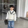thumbnail image 4 of Gilet Sans Manches à Col en V pour Enfants Chandail Preppy pour Automne Hiver, 4 of 4