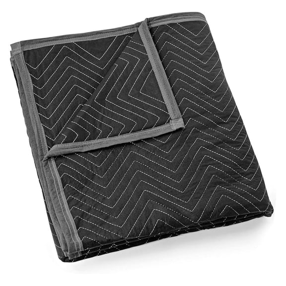 Moving & Packing Blanket - Heavy Duty Pro - 80" x 72" (90 lb/dz Weight) - Professional Quilted Shipping Furniture Pads Black