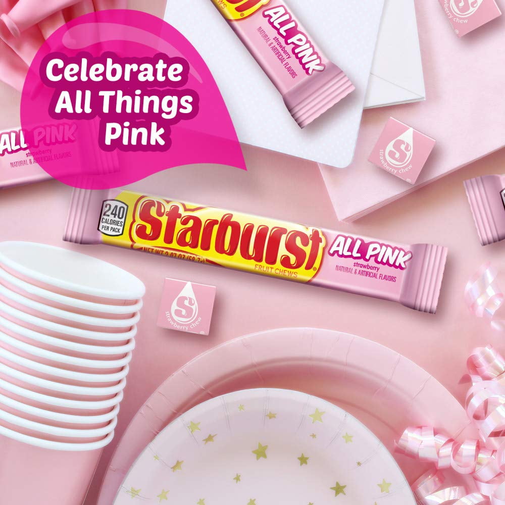 STARBURST All Pink Fruit Chews Candy Bulk Pack, 2.07 oz (Pack of 24)