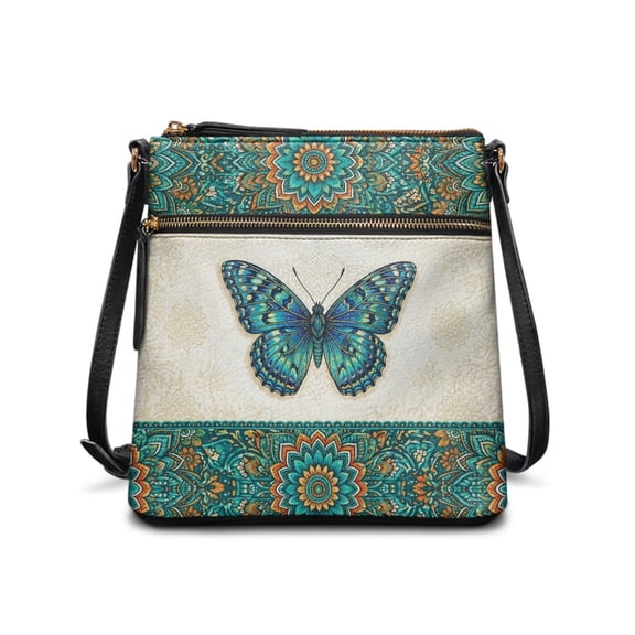 Tutolipy Butterfly Mandala Art Fashion Satchel Bag for Dating Daily Use, Adjustable Strap Versatile Women's Crossbody Bag Water-Resistant Purse
