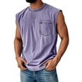 thumbnail image 2 of Tank Tops for Men Sleeveless Crew Neck with Chest Pocket Dropped Armhole Summer Casual Loose Fit Shirts Purple 3XL, 2 of 4