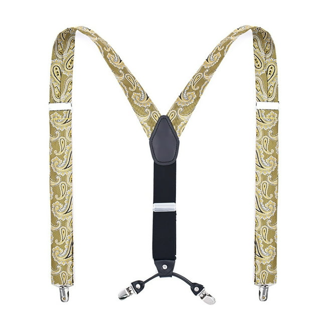 Coofit Men's Suspender Fashion Decorative 4 Clips Back Suspender Tuxedo Suspender