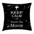 thumbnail image 1 of Keep Calm Throw Pillow Cushion Cover, Watch the Movie Quote for Film Buffs Grungy Weathered Backdrop with Old Camera, Decorative Square Accent Pillow Case, 16 X 16 Inches, Black White, by Ambesonne, 1 of 2