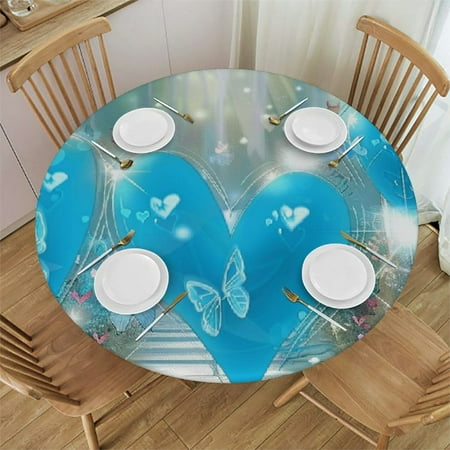 

BCIIG Hearts Butterflies Vibrant Round Table Cover Stain Resistant Washable Indoor Outdoor Tablecloth Kitchen Dining Wedding Parties Waterproof 100% Polyester Fiber 31-35