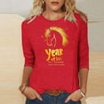 thumbnail image 1 of TaTaai Womens 2026 New Year Celebration Print Three Quarter Sleeve Top Round Neck Casual Blouse Holiday Festival Party Wear Gift, 1 of 5