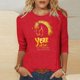 thumbnail image 1 of TaTaai Womens 2026 New Year Celebration Print Three Quarter Sleeve Top Round Neck Casual Blouse Holiday Festival Party Wear Gift, 1 of 5